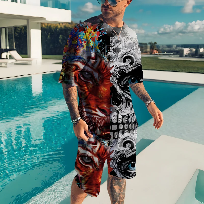 

New Skull Series Set Men Sports Jogging T Shirt Tracksuit Party Suit 3D Printed Breathable Popular High Quality Clothes Summer 6