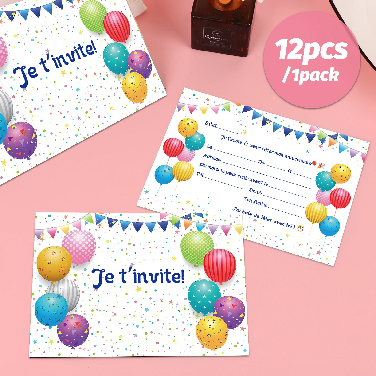 Modello di scarti di carta a forma di stella colorata da 12 pezzi, creando un'atmosfera giiosa festa. Carte di invito di compleanno, inviti a tema, par - immagine 2
