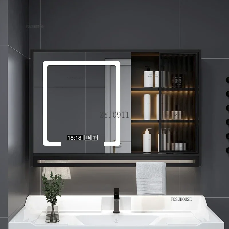 Designer Bathroom Cabinets with Light Wall Mounted Toilet Mirror Cabinet Bathroom Furniture Home Storage Dressing Mirror q