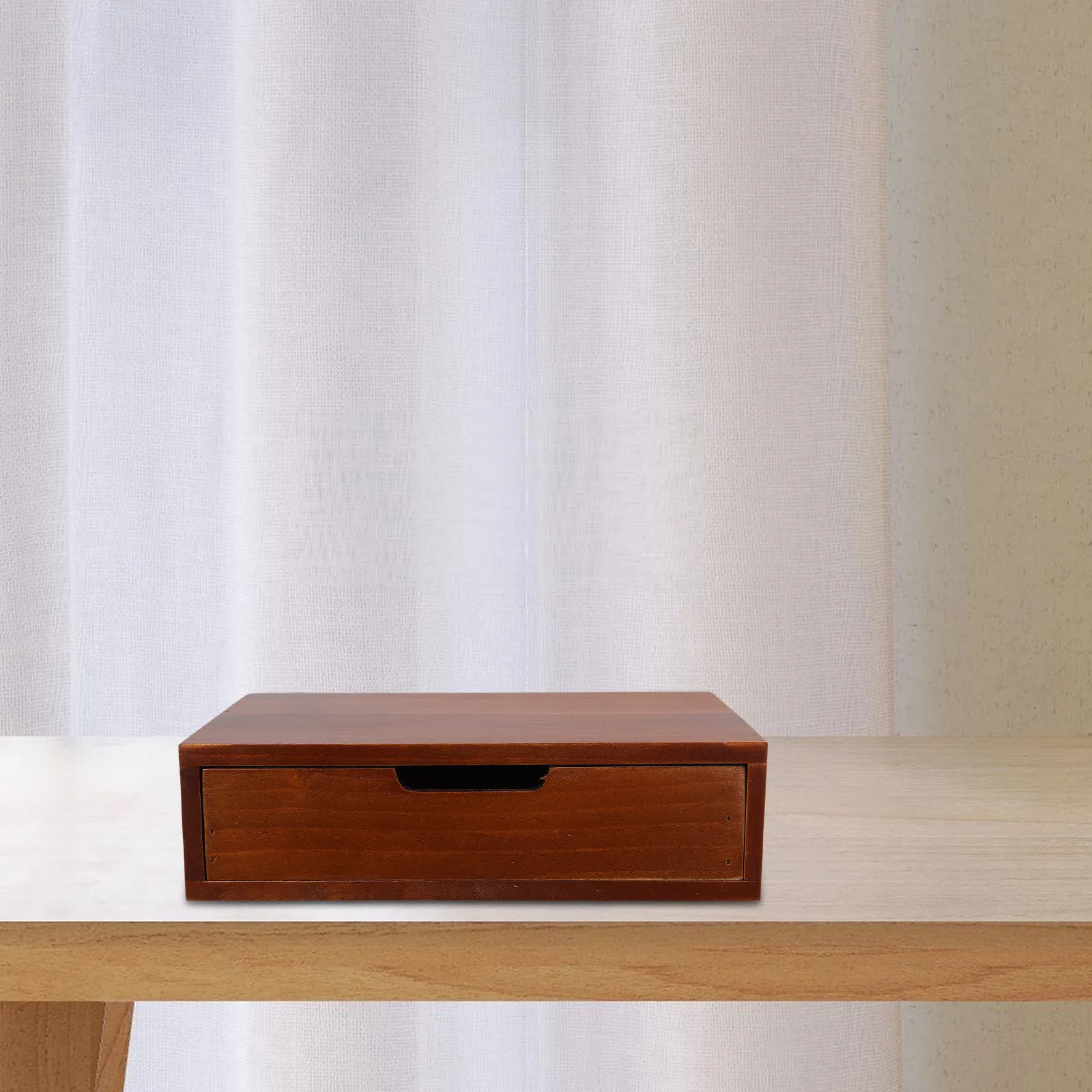 Cassetto portaoggetti da scrivania in legno vintage, organizer da scrivania multiuso, mobiletto portaoggetti in legno per ufficio, casa, cucina, camera da letto - immagine 2