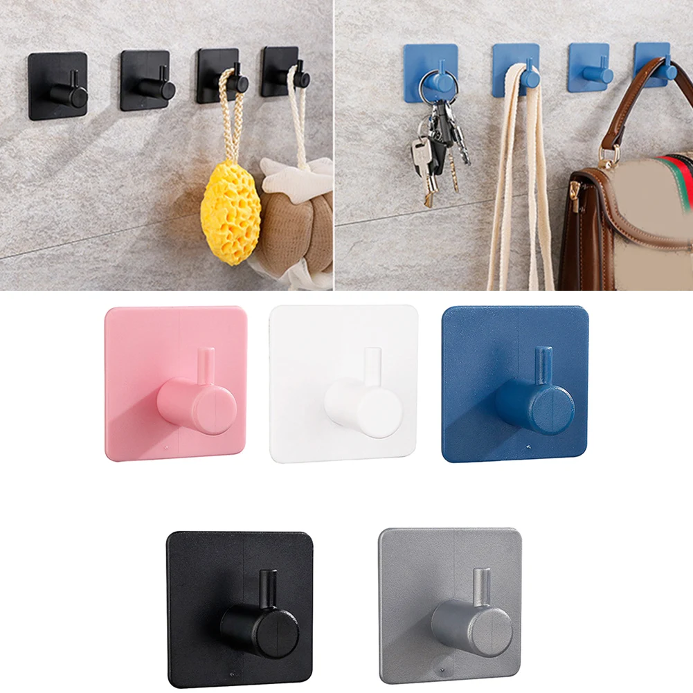 Description Picture 2 of item1PCS Holder Clothes Hooks Bathroom Kitchen Plastic Self Adhesive Wall Coat Rack Key Holder Rack Towel Hooks White Blue Fixture