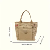 Sac fourre-tout en toile imprimé Winnie l'ourson, sac à bandoulière rétro, grande capacité, multi-poches, sac à main léger, sac de transport pour étudiants 2