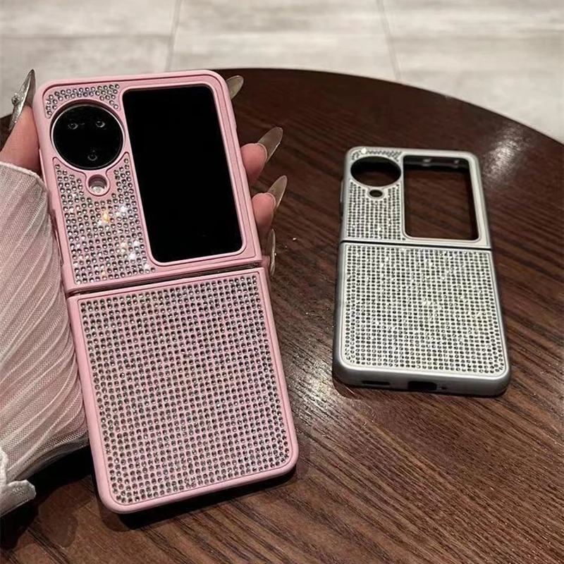 For OPPO Find N3 Flip Bling Diamond Solid Color Case For OPPO Find N2 Flip Luxury Glitter Shockproof Protective Back Cover