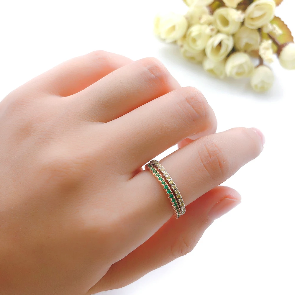 Wedding Ring Women Man Concise Classical Multicolor Mini Cubic Zirconia Rose Gold Color Gift Fashion Jewelry R251
