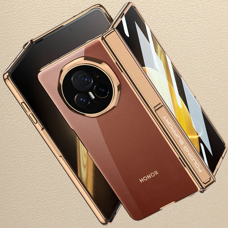 Magnetic Hinge Stand Plating Clear Case for Honor Magic v3 Outer Screen Glass Pr