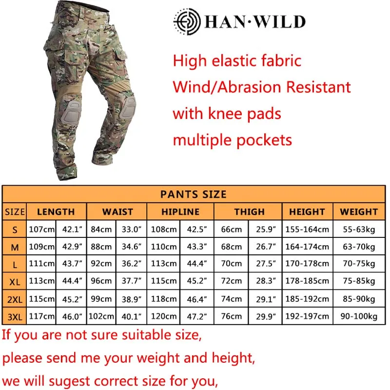 HAN WILD G3-pantalones de camuflaje táctico para hombre, ropa de trabajo militar, para combate, senderismo, escalada, caza