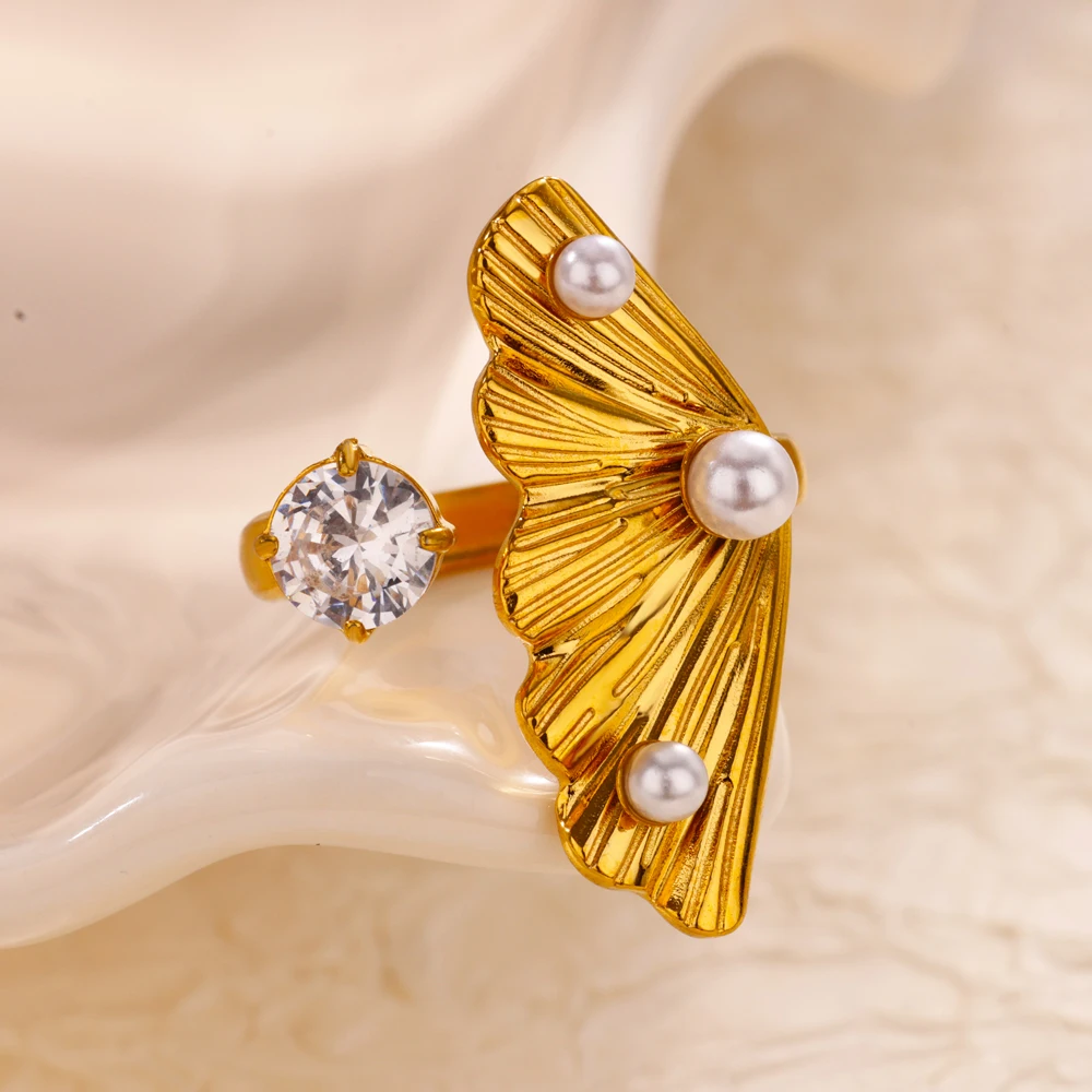 Stainless Steel Fishtail Rings For Women Gold Color Opening