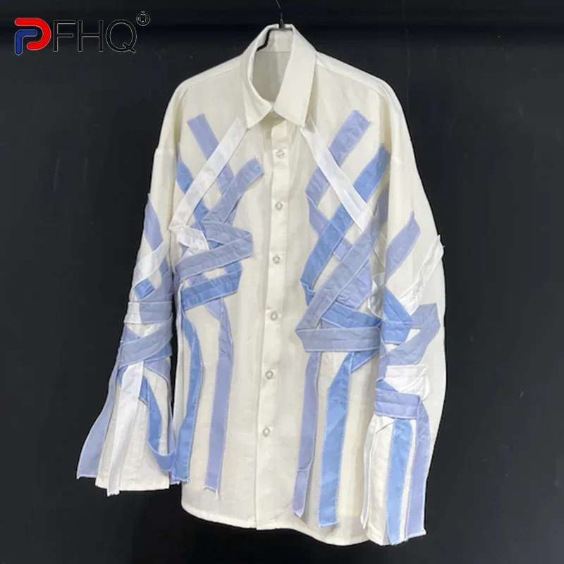 

PFHQ Fashion Shirts Summer Men's Single Breasted Baggy Breathable Haute Quality Male Patchwork Design Tops Versatile New 21Z4539