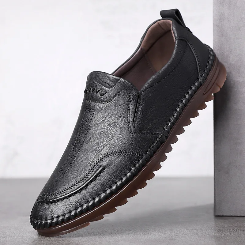 Spring autumn New Men's Daily Casual genuine leather Shoes Men's Hand Sewing Soft Sole Casual Shoes C570