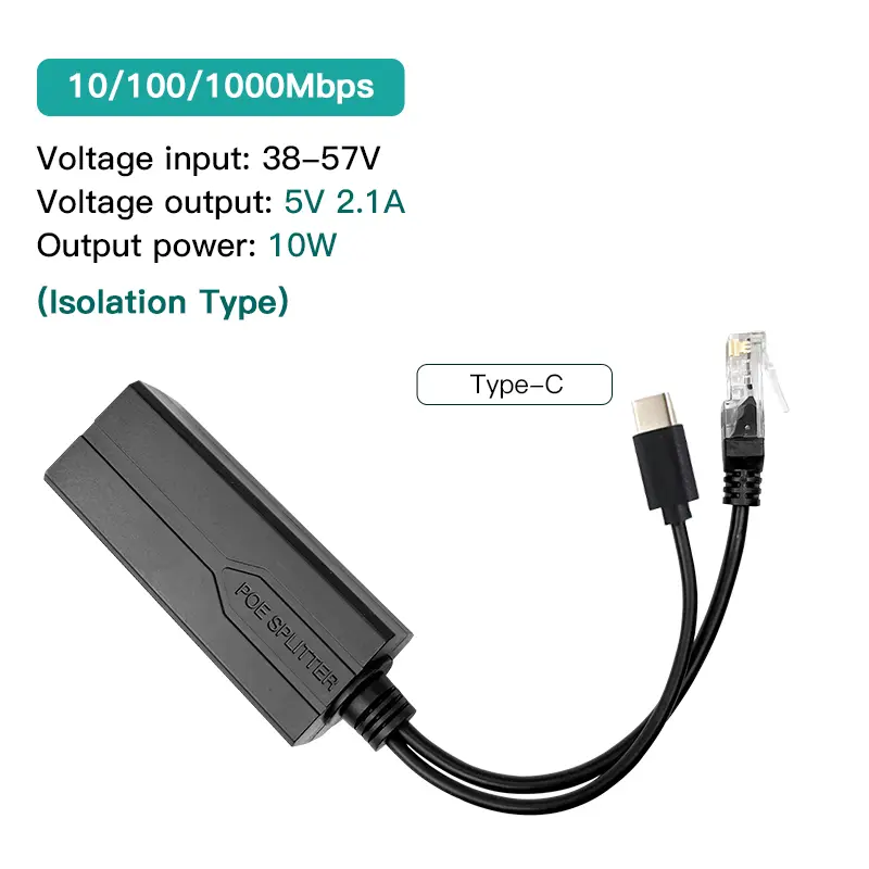 Standard POE Splitter 48V to 5V 12V 1.2A 2A Micro USB tpye-C 100M/1000M POE Camera Injector Power Supply for Huawei Hikvision - Image 14