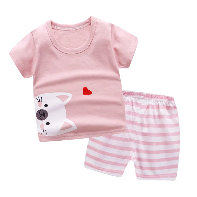

Toddler Kids Casual Outfits Short Sleeve Top+pants 2pcs Sets Children's Clothing Suits Boys Costume Infant Clothing 6m To 4 Age