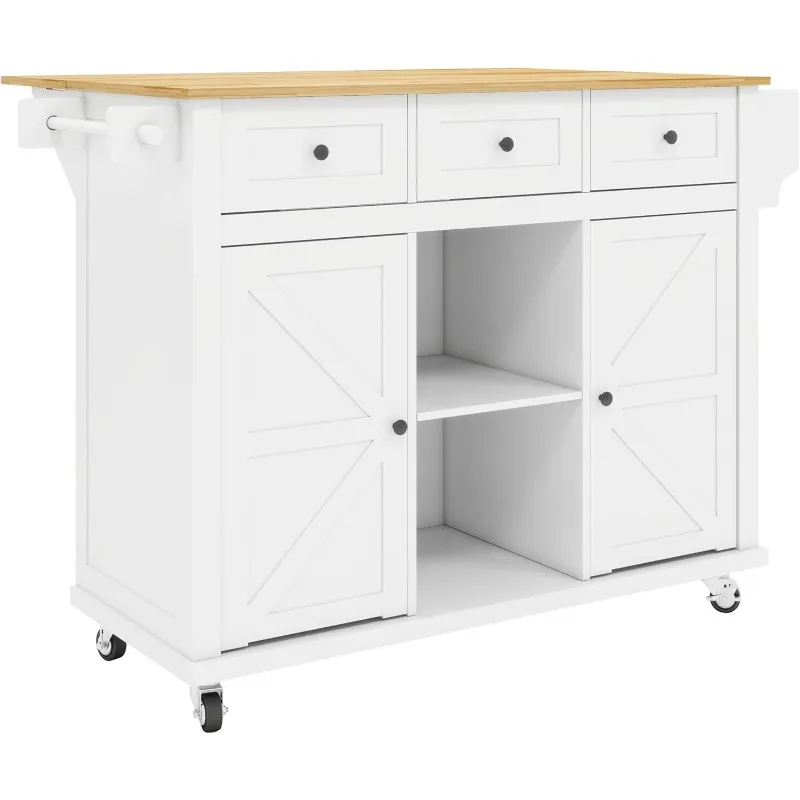 Mobile Island on Wheels, Rolling Kitchen Island Cart with Drop Leaf, Kitchen Table for
