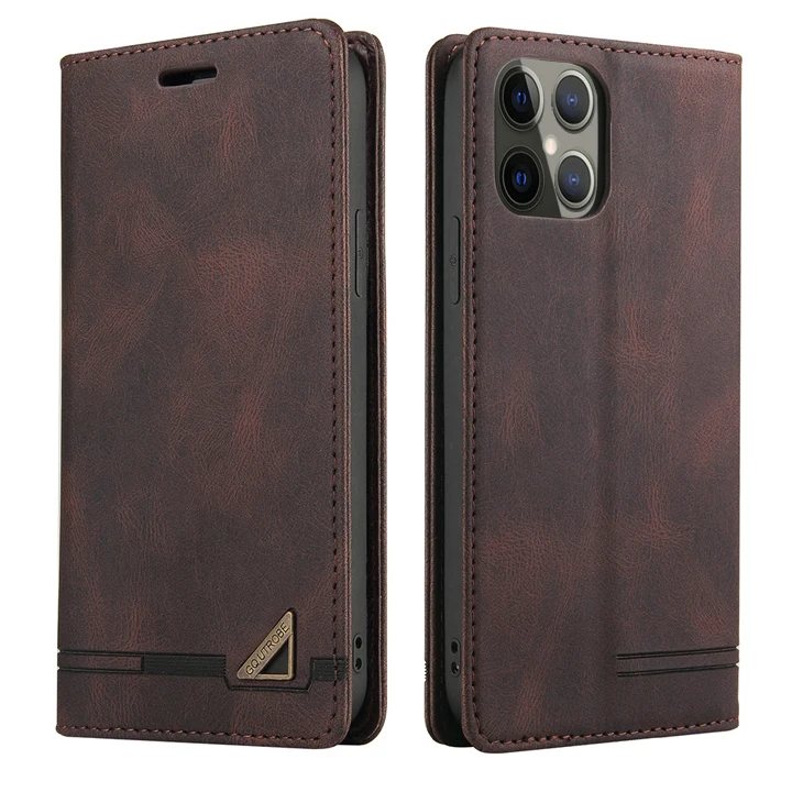 Premium RFID Leather Flip Case with Card Slots and Textured Book-Style Cover