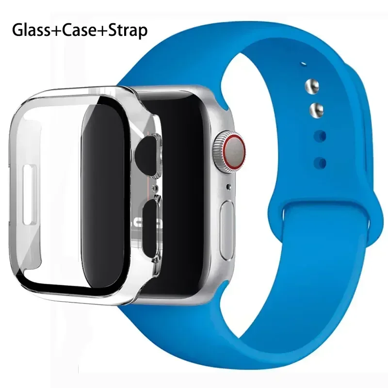 Premium Silicone Watchband Set with Glass Protector & Strap