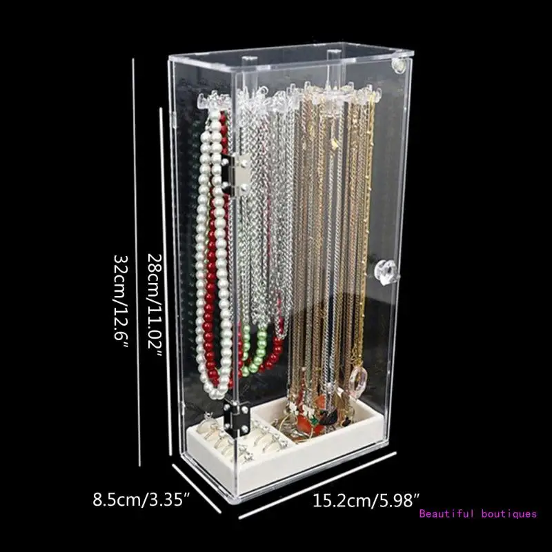 Dustproof Jewelry Box Clear Acrylic Jewelry Display Stand Rotating Holder for Earrings, Necklaces, Bracelets Easy to DropShip