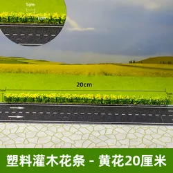 Set of 3 Miniature Flower Grass Shrub Strips for Landscape Diorama Decoration (Yellow 3pcs)
