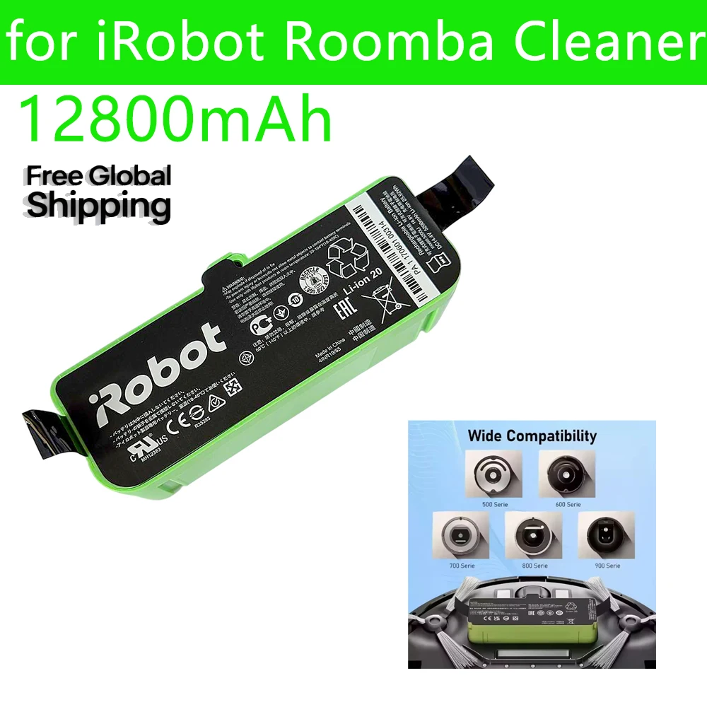 Weihang 14.4V 1800mAh Li-Ion Battery, Green, Compatible with iRobot Roomba 600, 800, 900 Series