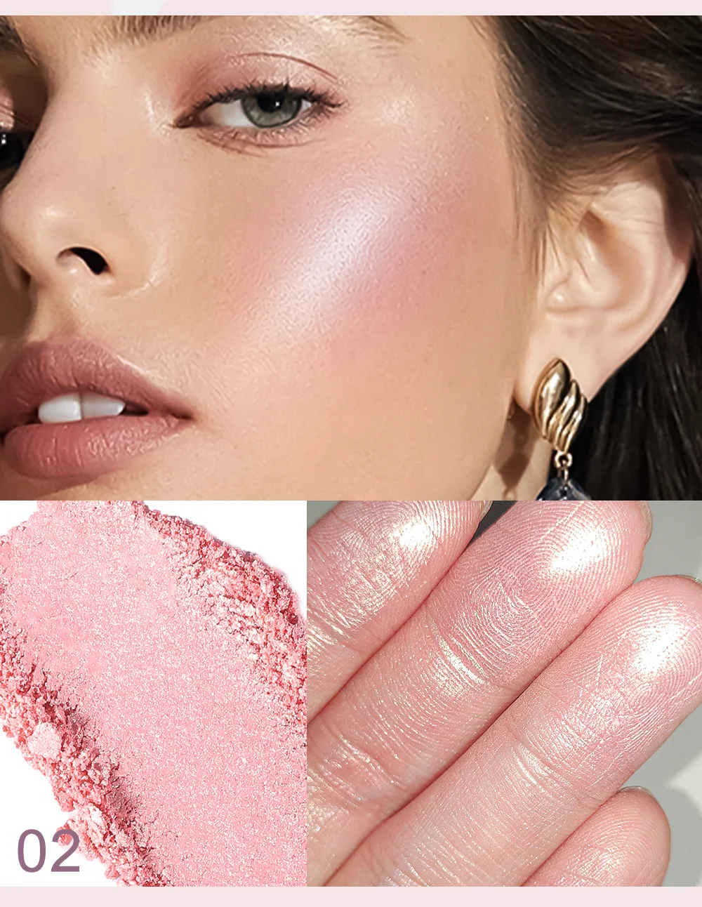 Pink Golden Highlighter Makeup Palette Powder 6 Color Pearlescent Luminizer Waterproof Face Makeup Illuminator Highlight Palette