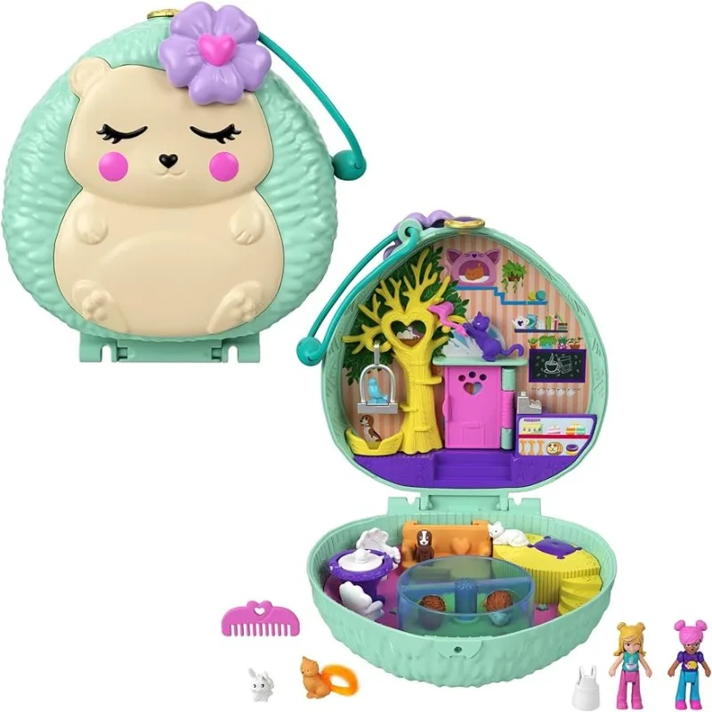 

Новая кукла-сюрприз Polly Карманный Компактный игровой набор Ежик кафе с 2 микро-куклами игрушки для путешествий с сюрпризом раскрывает