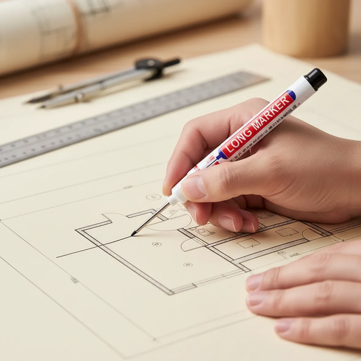 4개입 롱팁 영구 마커 펜, 정밀 마킹 도구, DIY 전문 프로젝트에 이상적