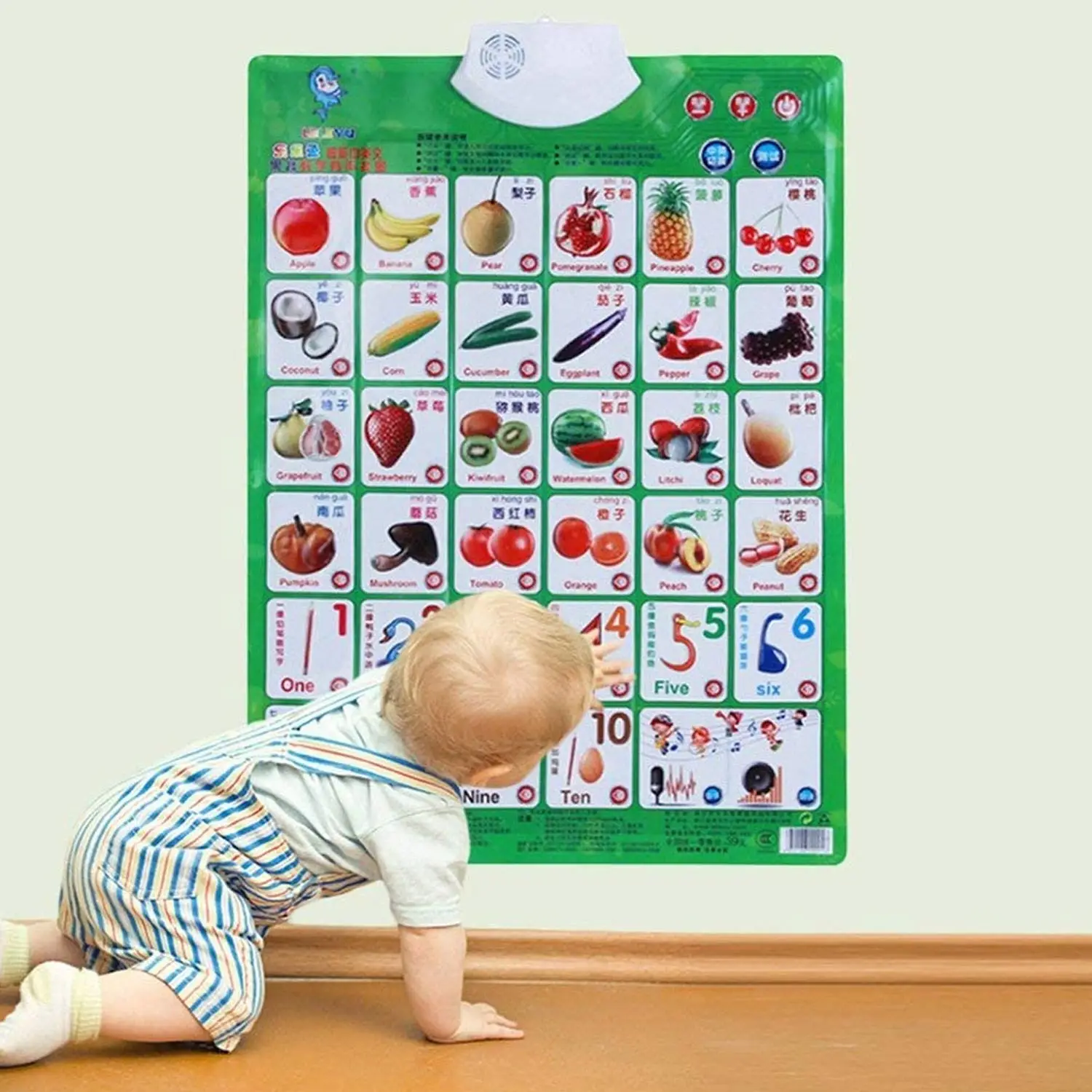 Kids Educational English Chinese Sound Wall Chart Poster for Children Toddlers Home Preschool Kindergarten Early Learning Toy 2