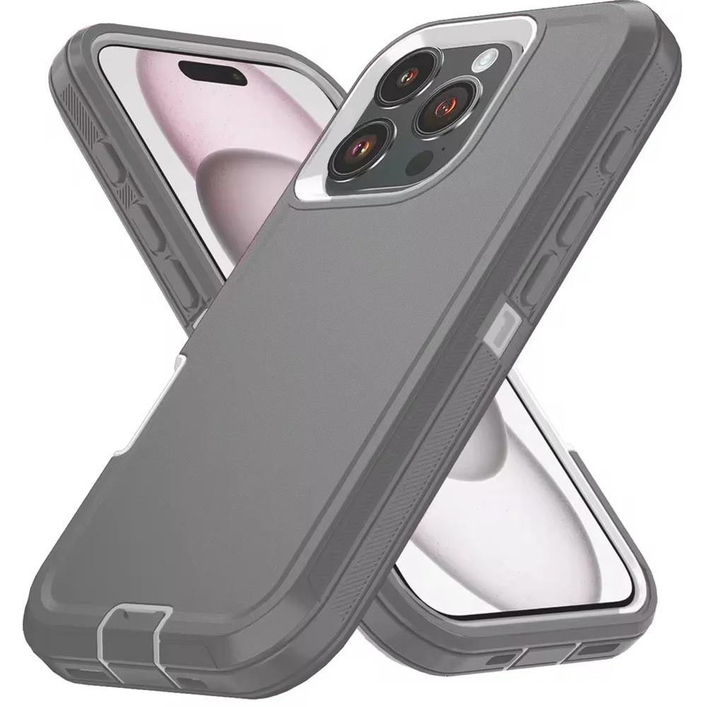 Shockproof Armor Defender Phone Case with Stand – Hard PC + TPU Protective Cover