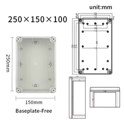 Waterproof IP67 Transparent Junction Box for Outdoor Electronic Projects (250x150x100)