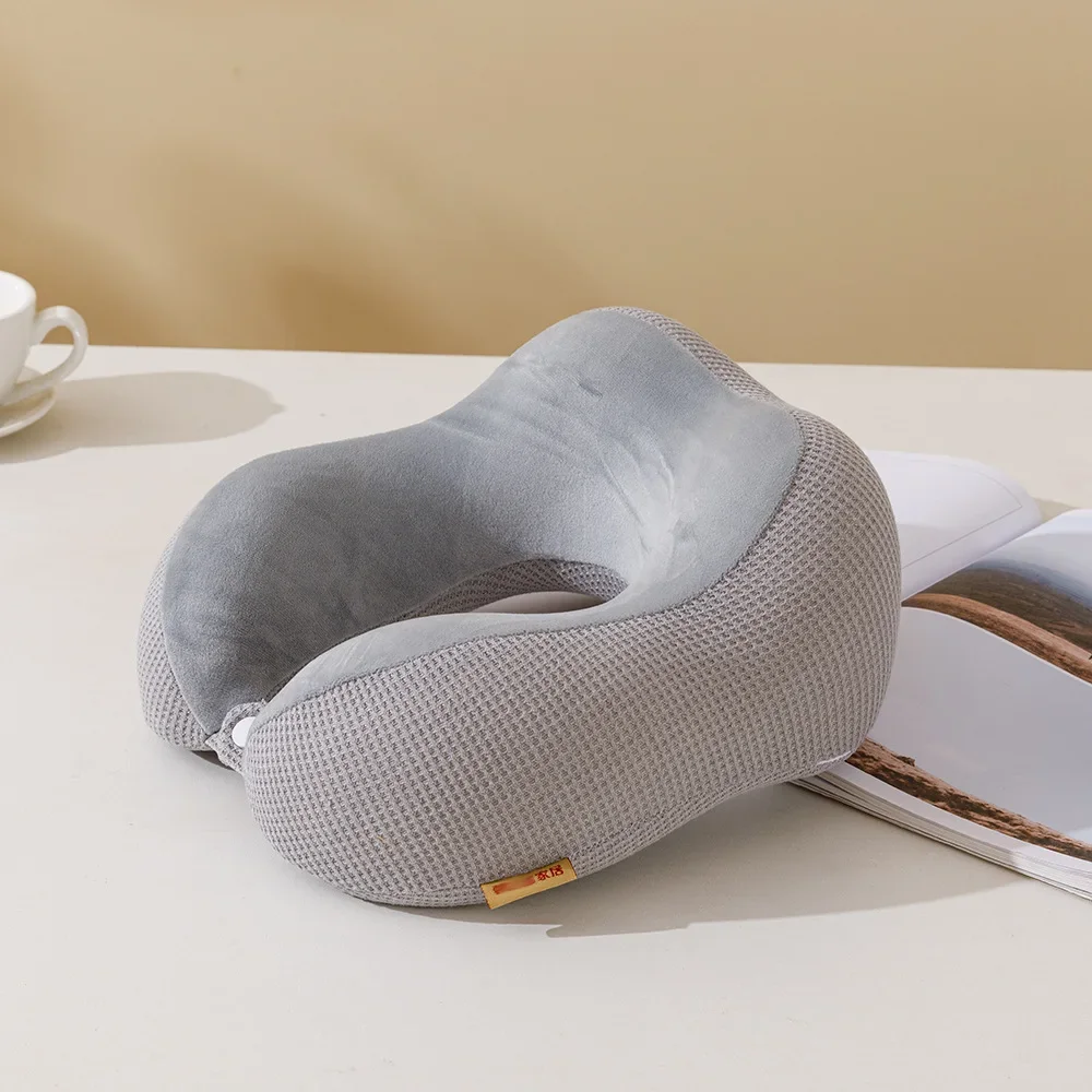 Neck Pillow U-shaped Pillow Memory Foam Slow Rebound Lunch Break Neck Pillow Airplane Travel Neck Mesh Hump Car Throw