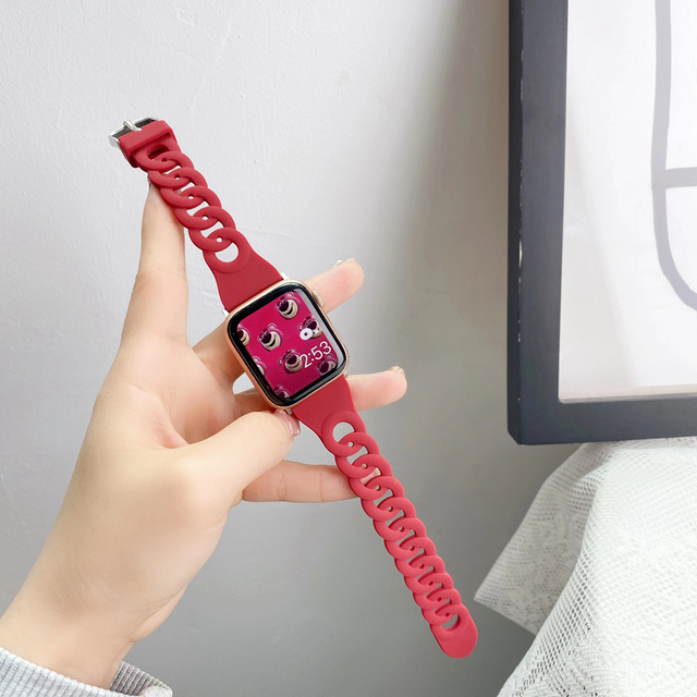 Style Strap38mm 42mm 40mm For Apple Watch Connected shape Link SE7 6 5 4 3 2 1 for iWatch 44mm 41/45mm Soft Silicone Band