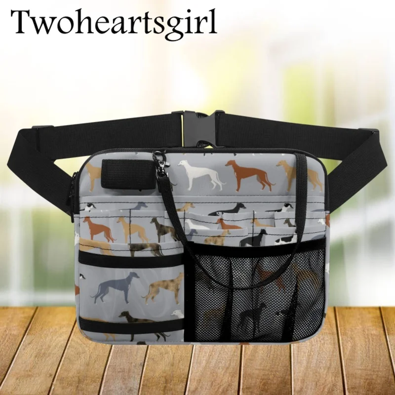 

Twoheartsgirl Greyhounds Design Casual Nurse Fanny Pack Print on Demand Nursing Hip Tool Bag Multiple Pockets Belt Bags Buckle