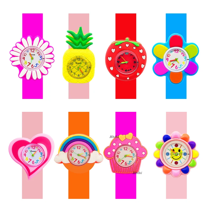 Relojes de dibujos animados para niños y niñas de 2 a 14 años, pulsera de Slap, juguete de tiempo de aprendizaje, regalo de Navidad, novedad de 2024