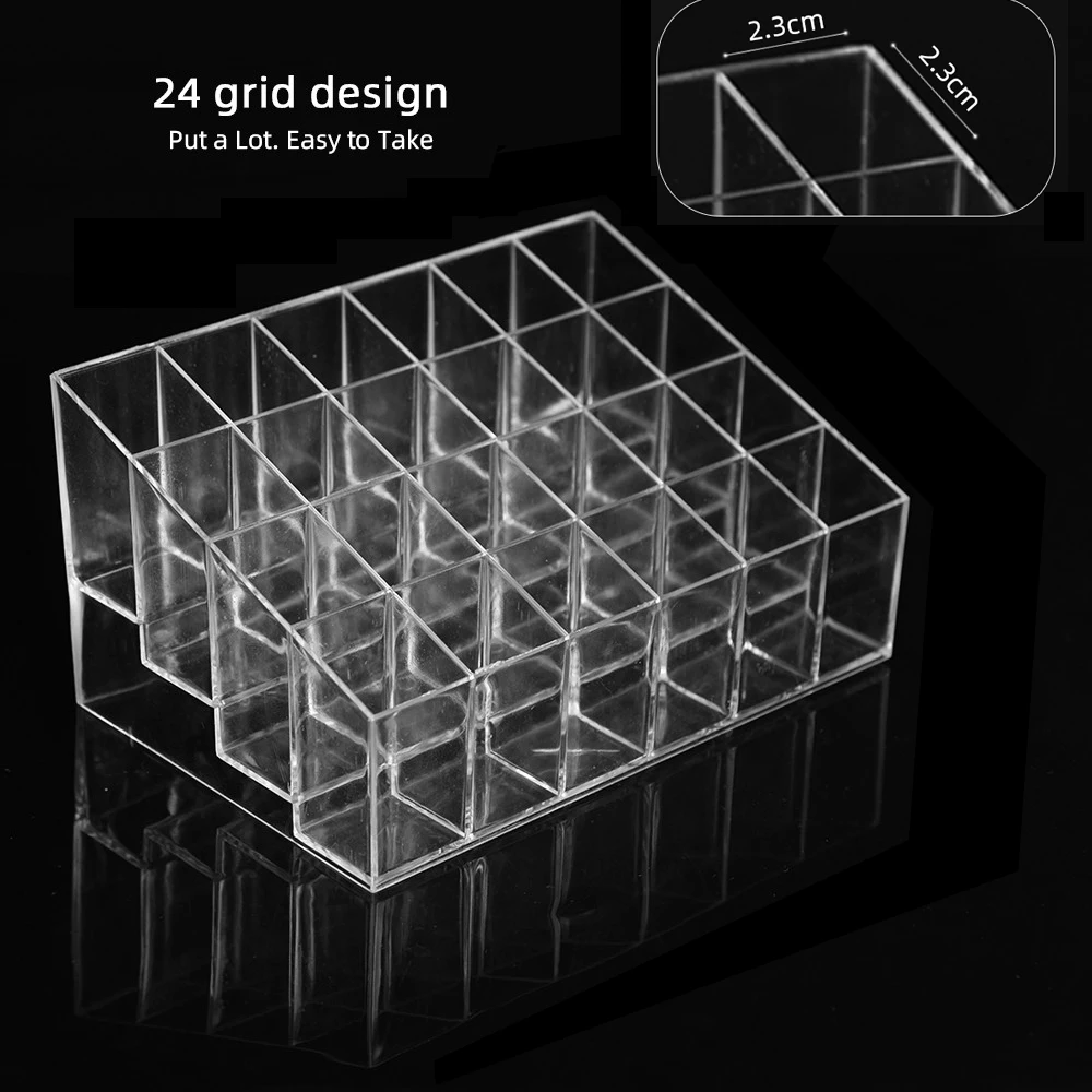 Permanent Makeup Acrylic Tattoo Ink Cup Clear Crystal Box Makeup Pigment Cups Caps Storage Container Rack Holder Stand 24 Holes 5pcs clear acrylic retail display stands plinth 18cm 26cm thickness 3mm toys cupcake rack shelf holder model perfume display