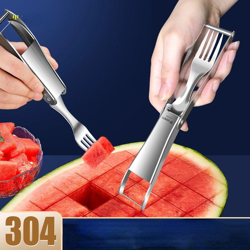 

Stainless steel watermelon cutting artifact with fork watermelon dicing machine multifunctional fruit divider