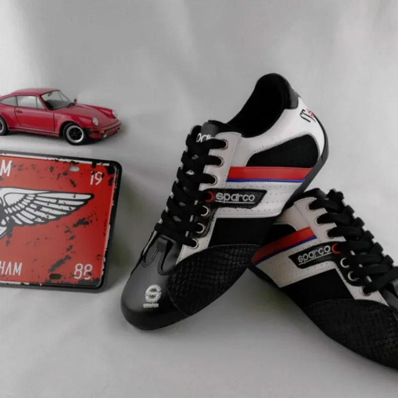 Karting Racing Shoes Genuine Leather Race Shoes Comfortable Low-cut Driving Cowhide Mesh Non-slip Rubber Cycling Boots sports shoes