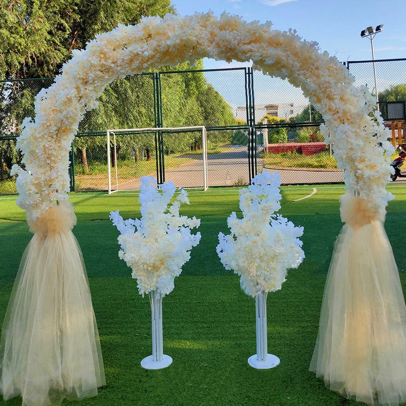 Arc de mariage en fer métallique de 2.5m, décoration en fleurs de cerisier artificielles, bricolage, décoration de fête de fond, Guide de route, fleur