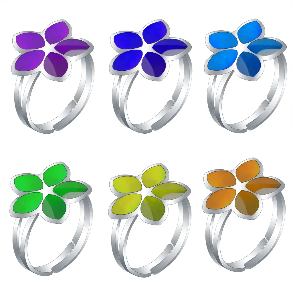 Mood Rings Fashion Children Cute Cartoon Animal Pattern Sense Temperature Changing Color Opening Adjustable Jewelry Halloween