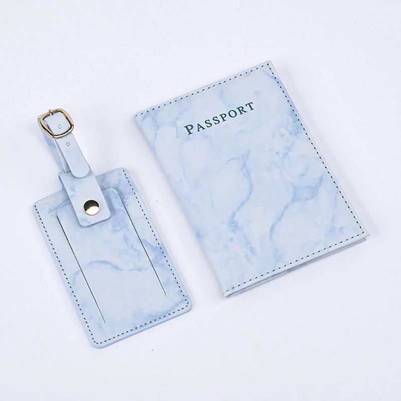 Personalized Monogrammed Cobalt Blue Leather RFID Passport Wallet and 2  Luggage Tags