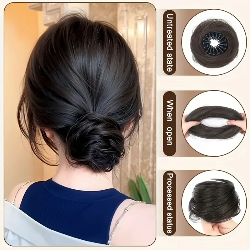 Synthetic Retractor bun Women'S Magic Hairdo 4 inch Adjustable Hair Suitable for Design Hair Accessories Daily wear Chignon wig