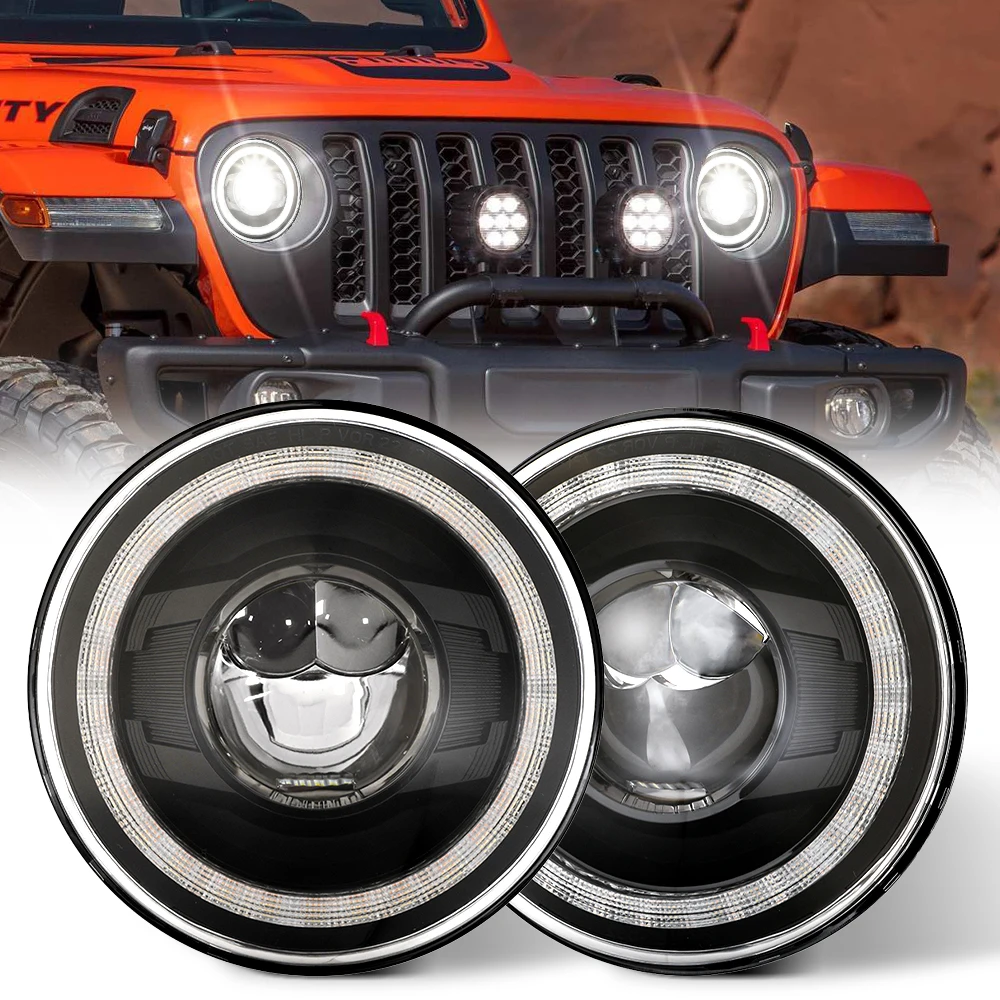 

7-inch LED Headlight for Jeep Wrangler JK Unlimited JKU 2007-2018 Lada Niva Trucks,Motorbike Hole DRL,Amber Turn Signals Headla