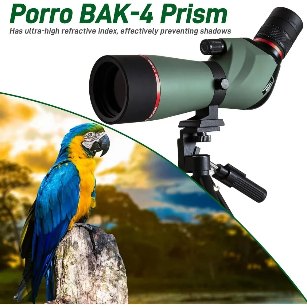 Spotting Scope 20-60x60 for Target Shooting & Hunting & Bird Watching BAK4 High Definition Angled Spotter Scope with Tripod