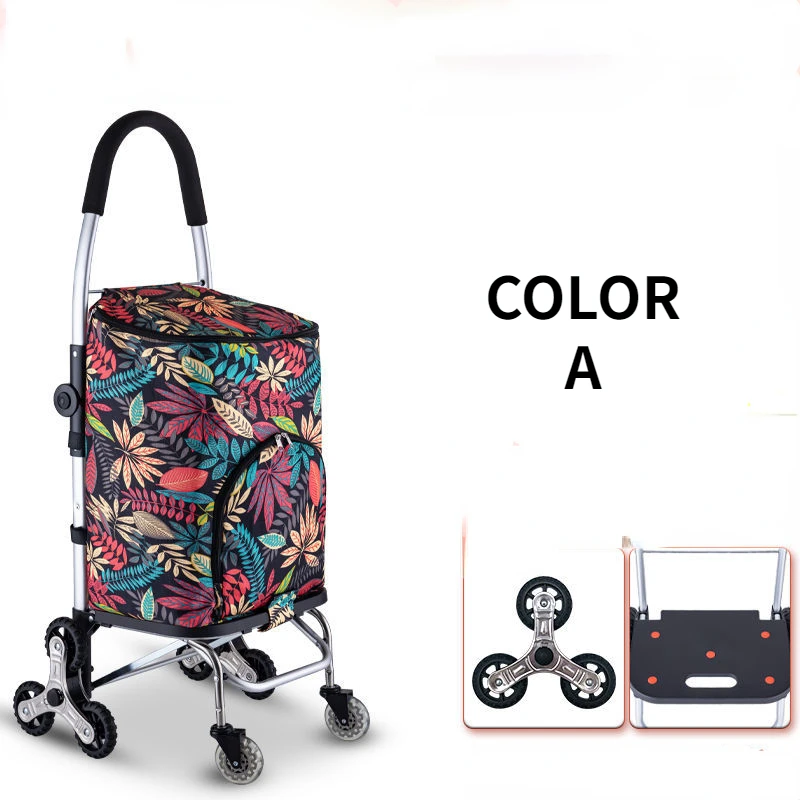Folding Shopping Cart Storage Bag with Stair Climbing Wheels Waterproof Fabric 43L Travel Bag Outdoor Pull Trolley Max Load 50kg 6