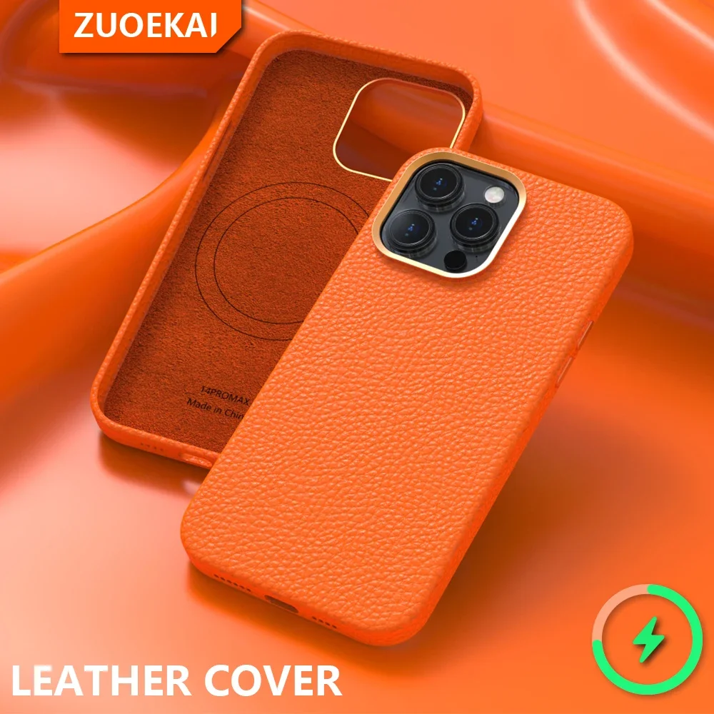Zuoekai-capa de Couro Original com Magsafe Carregamento sem Fio Caixa Magnética para Apple Iphone 14 13 12 Pro Max - Image 6