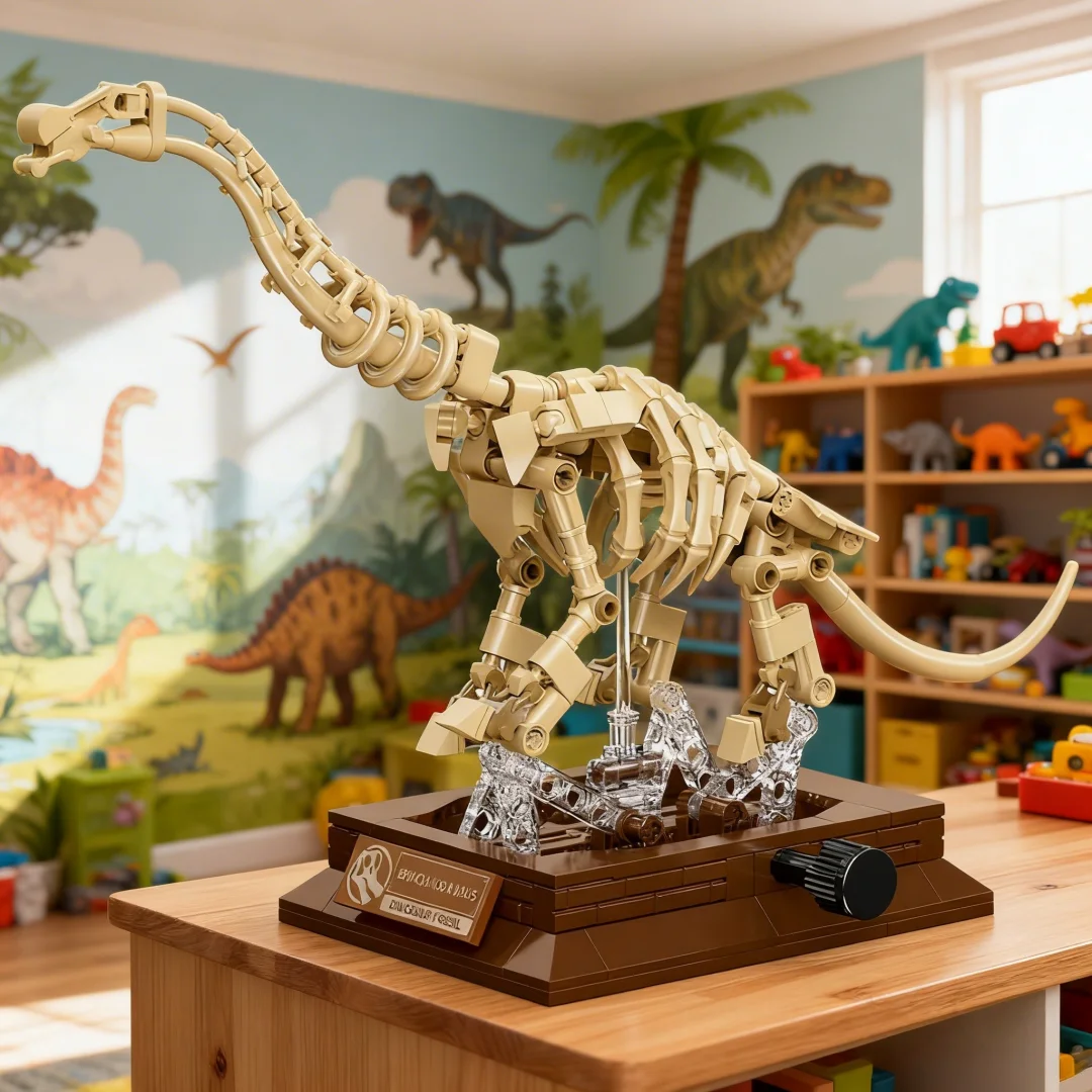 Realistic 3D T-Rex Fossil Building Blocks: STEM Educational Dinosaur Skeleton & Creative Desktop Decor