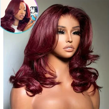 99j Burgundy Lace Front Wigs Human Hair Red Burgundy Wig 220% Density 13x4 Body Wave Lace Front Wigs Human Hair for Women 1