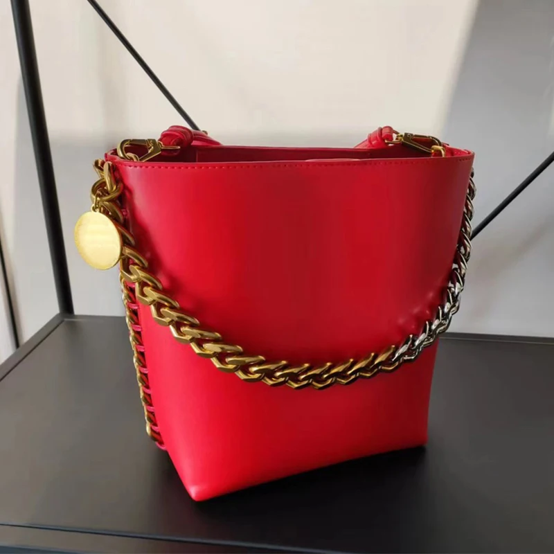 

Classic Women's Bucket Bag Thick Chain Design Handbag New Versatile Women's Shoulder Bag Large Capacity Diagonal Straddle Bag