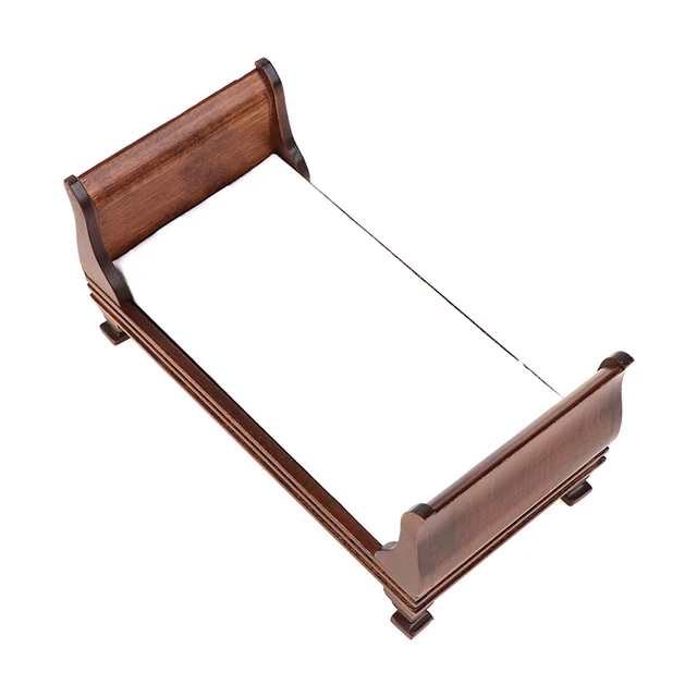 1:12 Dollhouse Miniature Wooden Furniture Single Bed Model Doll House Accessories  Dollhouse Furniture 1/12 5