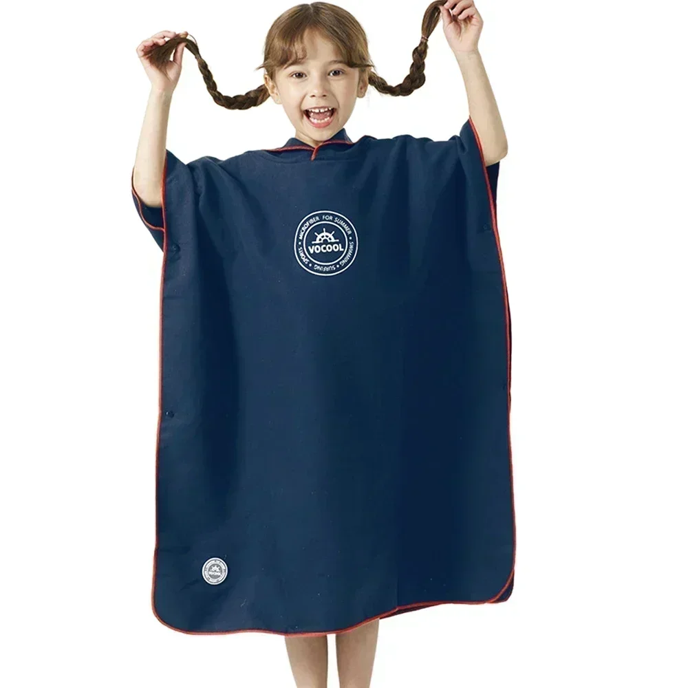 Microfiber Swim Cover-ups for Kids Hooded Bath Beach Poncho Towels Surf Poncho Quick Dry Changing Bathrobe Child Swimming Towels 3