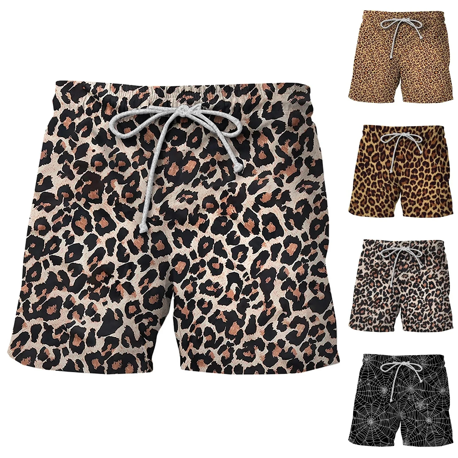 New Summer3D Print Leopard Beach Causal Clothing Fashion Men Women Shorts Plus Size S-7XL Streetwear Pants Cargo Shorts Men Tiki