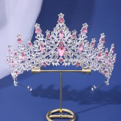 Elegant Baroque Bridal Tiara & Headdress for Weddings and Special Occasions (Silver Pink)