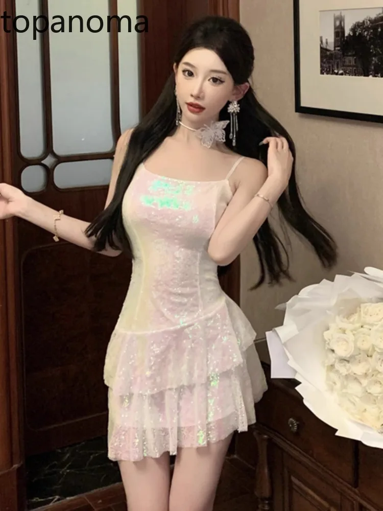 

Topanoma Сексуальные вечерние платья для женщин, блестки, без рукавов, Необычные оборки, воротник-лодочка, Элегантное коктейльное блестящее платье на день рождения